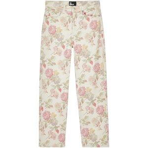 NWT The Kooples Rose Printed Boyfriend Jeans Ecru Floral Zip-Fly size 42 French
